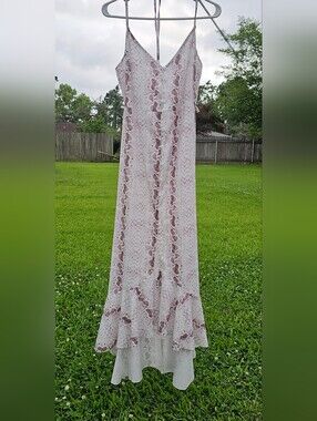 Boho Button-Front Snake Print Maxi Dress in Tan and White - Women's Size Large